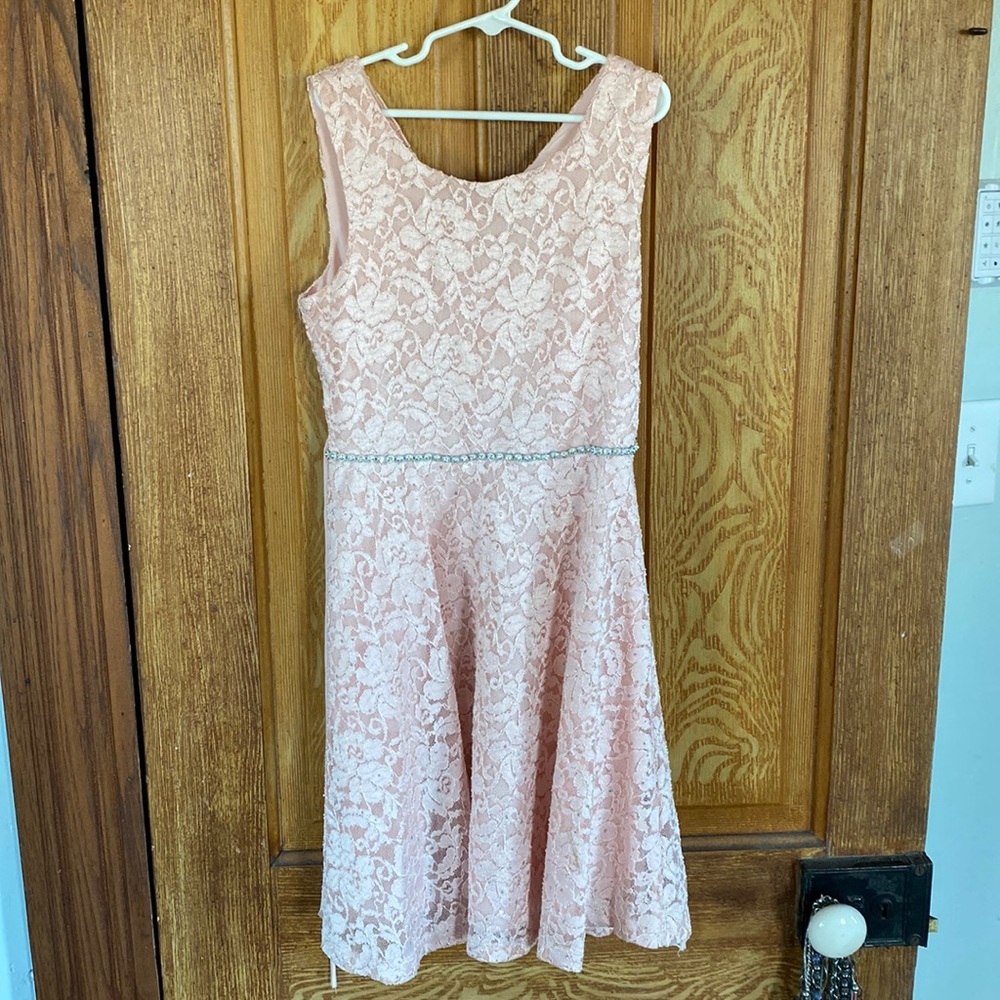 EUC girls size 12 dress, fits like 10; formal! Pink with sparkle!